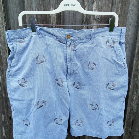 J. Mclaughlin embroidered sharks men shorts 40
